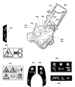 Decals Group Diagram and Parts List for 1695904-SS22E 2010 Briggs and Stratton Snow Blower